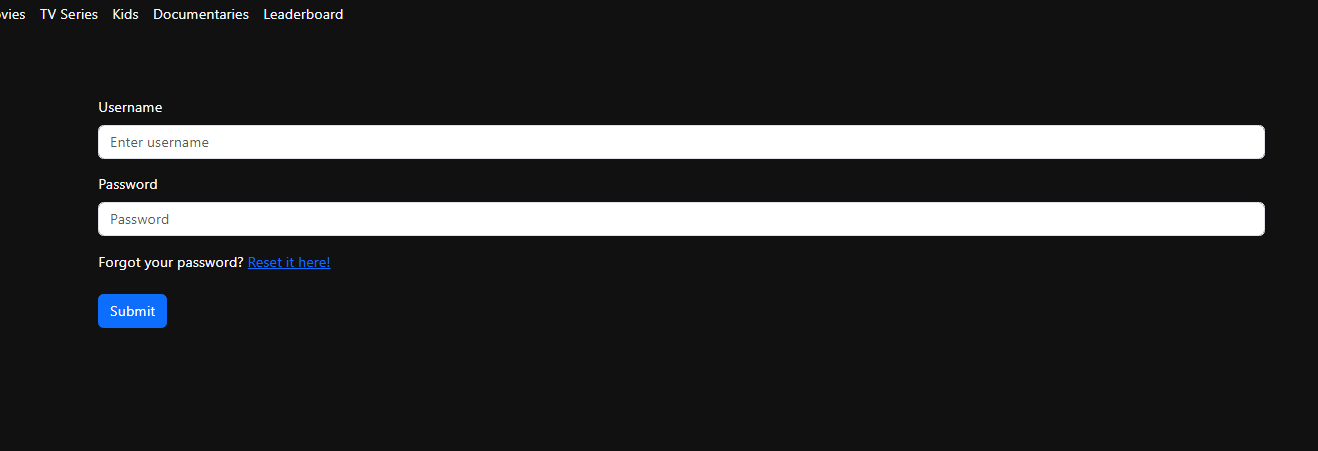 Login Page Screenshot